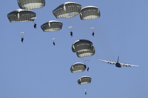 JGSDF, USARAK, RAAF, USAF, conduct joint jump training for Pacific Airlift Rally image